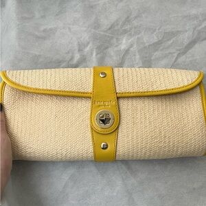 Kate Spade Yellow and Cream Woven Clutch
